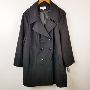 Anne Klein Double Breasted Black Wool Coat
